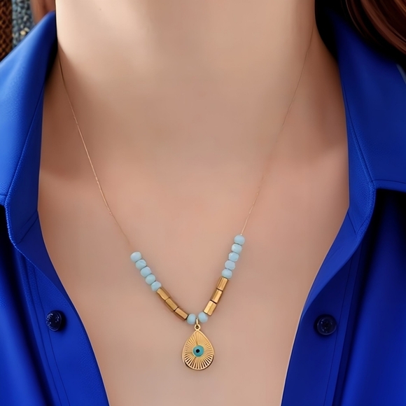 ๐๏ธEvil Eye Charm Necklace - 18K Gold Plated Stainless Steel Minimalist Chic ๐ - Picture 4 of 12